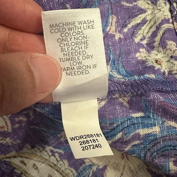 J. JILL Love Linen Mini Shift Dress Purple Floral Sleeveless Beach Boho - Picture 9 of 11